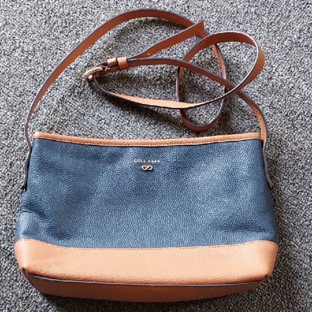 Cole Haan Blue and Tan Crossbody Bag